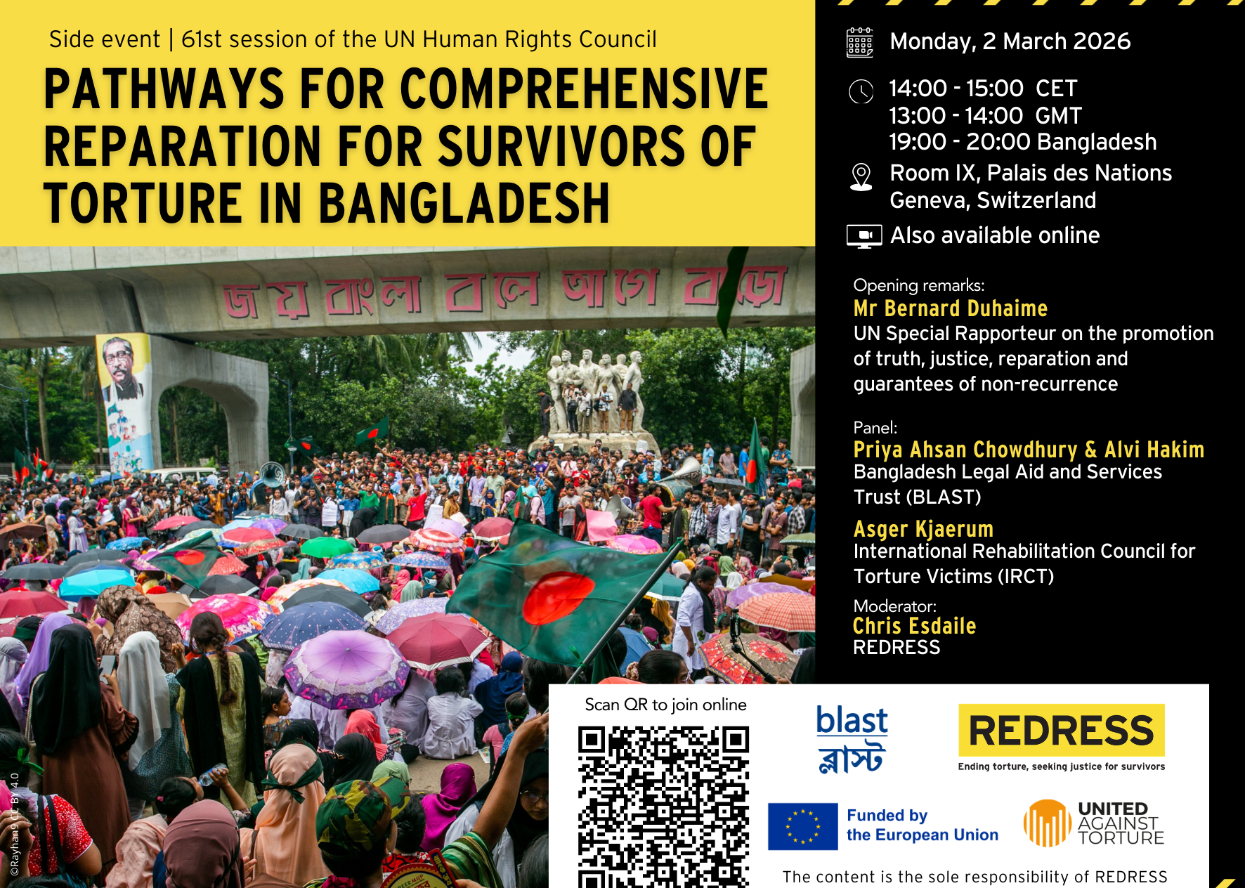 Event: Pathways for Comprehensive Reparation for Survivors of Torture in Bangladesh