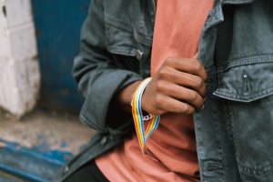 Man with rainbow bracelet