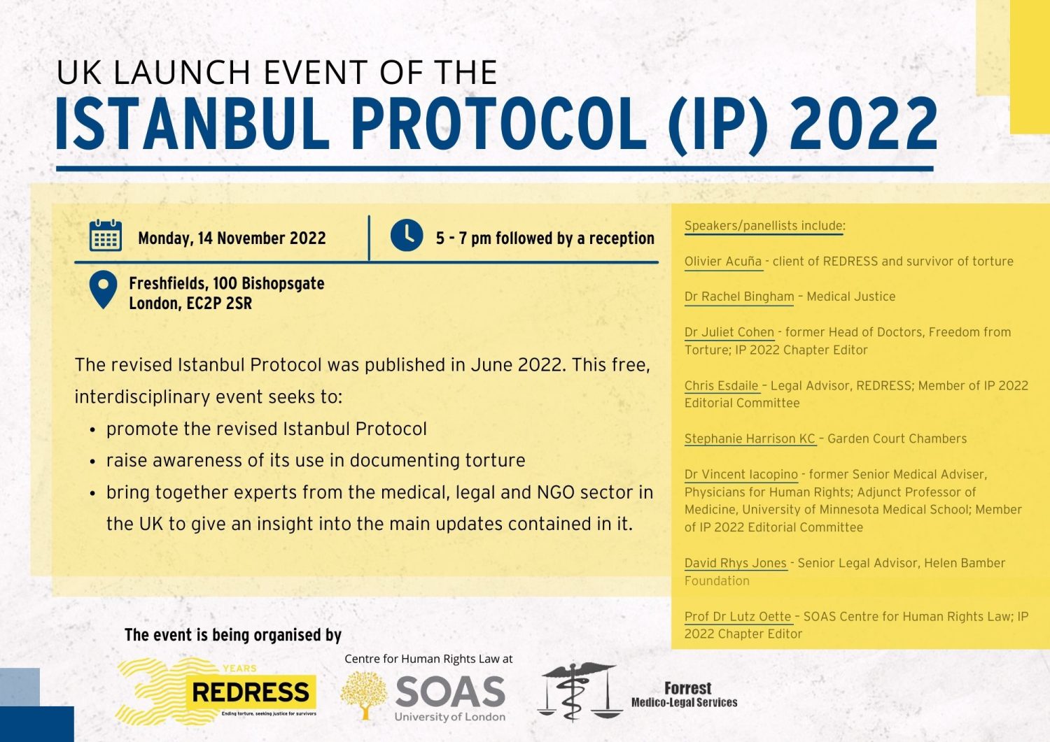 Flyer UK launch of Istanbul Protocol