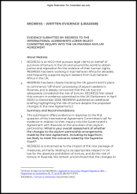Submission to the House of Lords Inquiry on the UK-Rwanda Asylum Agreement